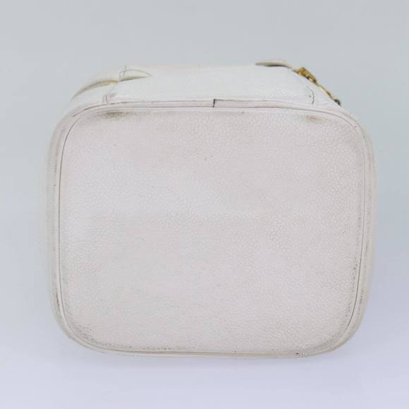 CHANEL COCO Mark Vanity Pouch Caviar Skin White Gold CC Auth yk14381 - Picture 5 of 16